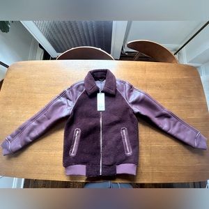 Red faux leather Hybrid shearling jacket